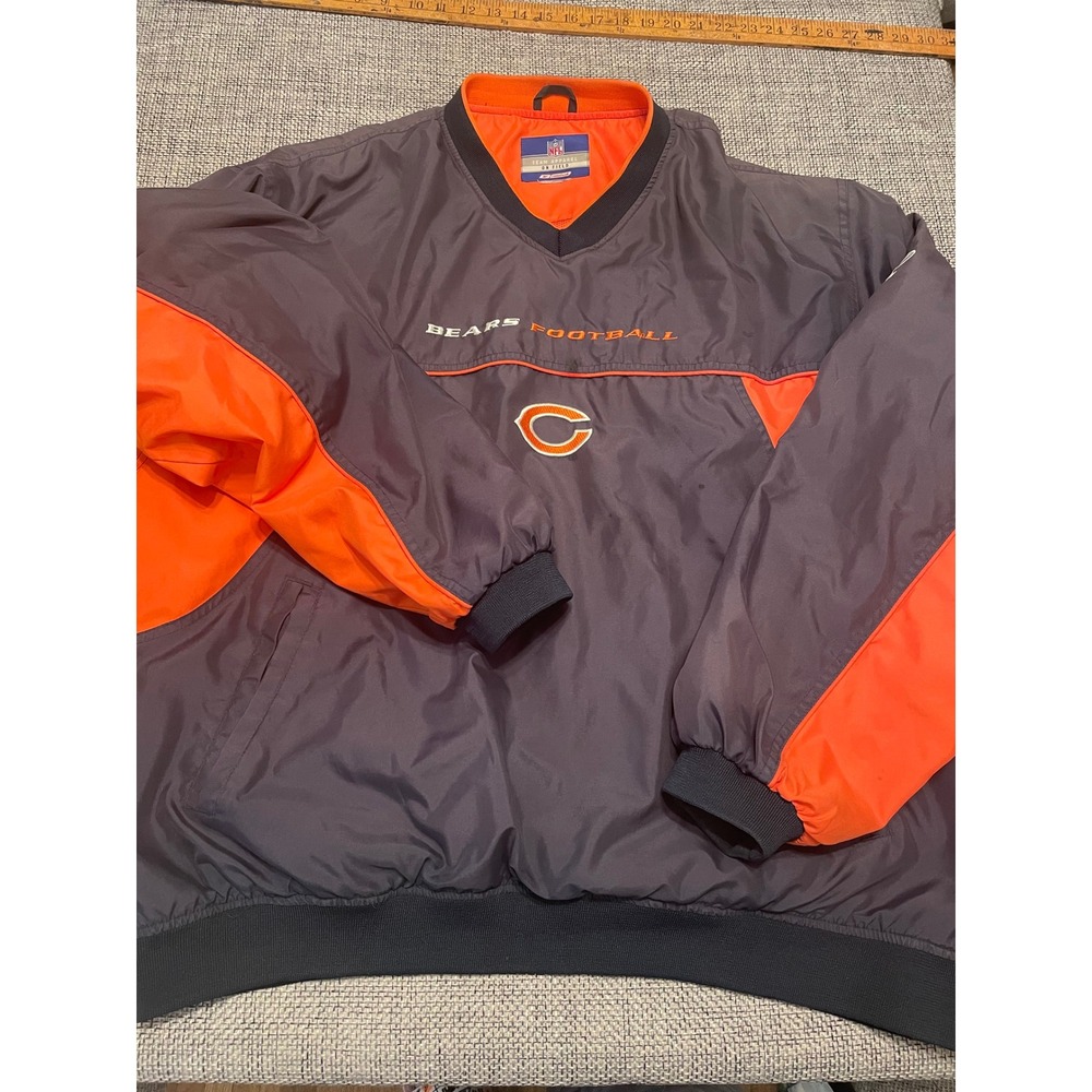 NFL Team Apparel Chicago Bears Pullover Windbreaker Navy Orange Mens XL